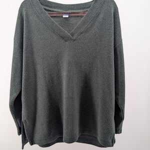 Old Navy Women's V-Neck Oversized Sweater in Dark Charcoal